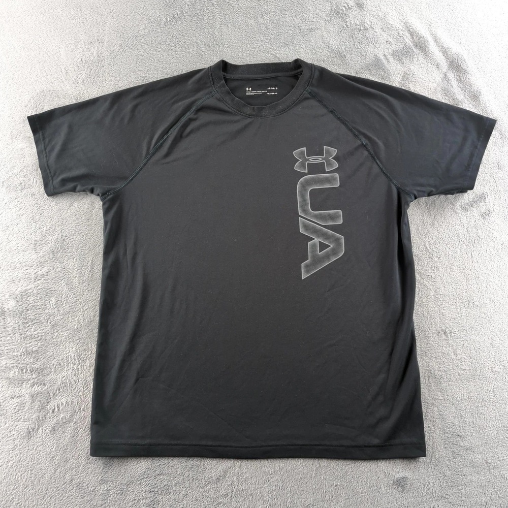Under Armour HeatGear Shirt Mens Large Black Short Sleeve UA Logo Athletic